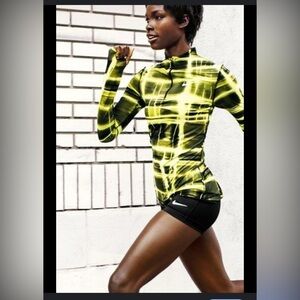 Nike Neon Yellow and Black Zip-Up Jacket S